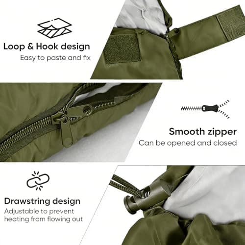 Sleeping Bag for Camping, for 3Seasons, Comfortable Adult Blanket, Small Packed Size, Ultralight Carry Bag, Soft, Thick and Warm, for Outdoor Camping, Travel, Hiking. (Green) — view 4