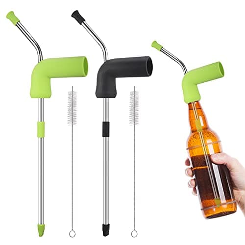 Fentar 2Pcs Beer Snorkel, Stainless Steel Drinking Snorkel for Alcohol
