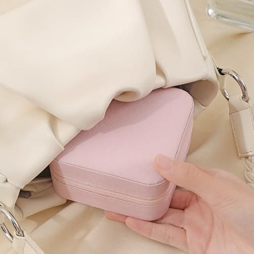 Hongbaite 2 Pack (White+Pink) Small Travel Jewellery Box Mini Jewelry Case Faux Leather for Women Girls — view 5