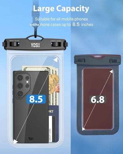 YOSH Waterproof Phone Pouch for Big Phones with Case On, Clear & Pink, 8.5" — view 3