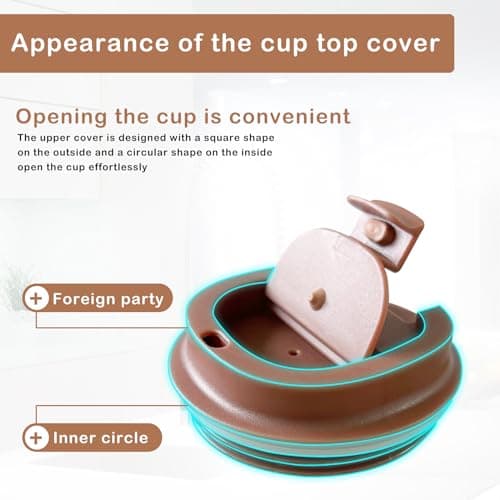 Senshuomy Travel Mug, Insulated Coffee Cup with Leakproof Lid(Brown/510ml) — view 6