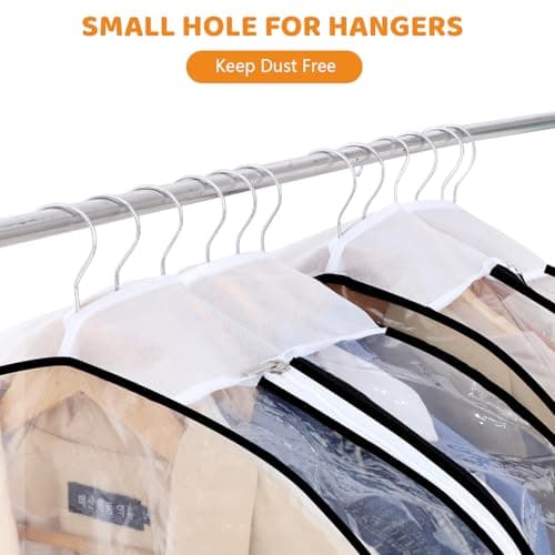 4 Pack Clear Garment Bags, 60 Inch Clothes Covers with 10 Inch Gusset — view 6