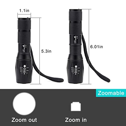ULTRAFIRE LED Tactical Torch 900 Lumens with Red Light Green Light, Zoomable 5 Modes Bright Small Flashlight, 3 Color Interchangeable Filters for Camping Outdoor — view 4