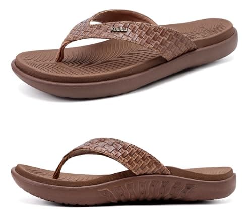 KuaiLu Flip Flops For Women Arch Support Yoga Mat Cushioned Thong Sandals