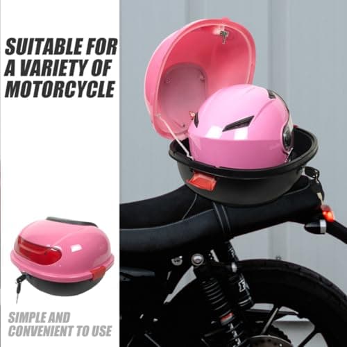 CLISPEED Motorcycle Tail Box with Backrest for Women with Secure Storage and Reinforced Pp Material, Pink Travel Top Case Rear Trunk Luggage Carrier for Motorbike — view 4