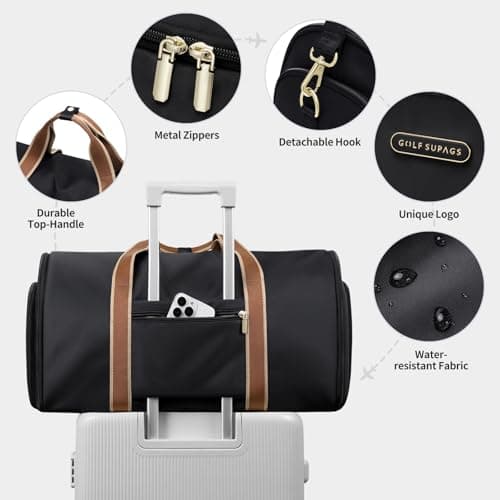Garment Bags for Travel 2 in 1 Convertible Suit Travel Duffel Bag for Women, Carry On Weekend Overnight Bag with Shoulder Strap and Shoes Compartment for Weekend Trip and Business Trips (Black) — view 3