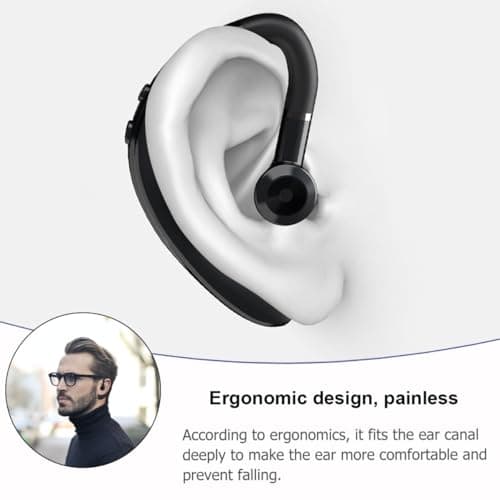 JUMPLAWN Driving Earphone Single Ear with Long Battery Life and Lightweight Design, Black Plastic Running and Workout Earpiece for Comfortable Use — view 3