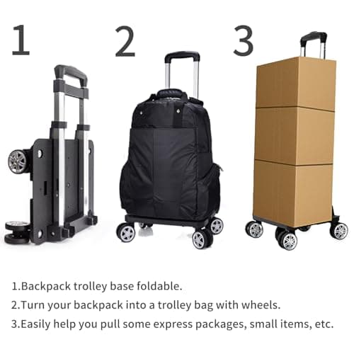 HapBoby Backpack Trolley Wheeled Cart-Backpack Hand Truck with Luggage Strap,Aluminium Alloy Folding Trolley Cart for Bags Backpack Travel Luggage Cart — view 2