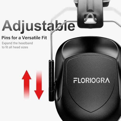 Floriogra Ear Defenders Adults, SNR 34dB Noise Cancelling -Black Red — view 2
