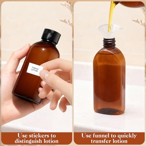 Bohoray 8pcs 100ml Travel Bottles for Toiletries - Leak Proof TSA Approved Travel Containers with Dual Funnel, Labels & Bag - Ideal for Cruises, Carry-on, Cosmetic Liquids & Skincare (8 Pack) — view 6
