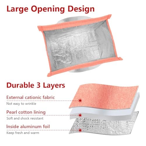Vicloon Lunch Bags for Women Men, Portable Lunch Box Bag, Insulated Cooler Bag Thermal Leak-Proof Lunch Organizer, Thermal Cooler Bag for Work Outdoor School Travel - Watermelon Red — view 3