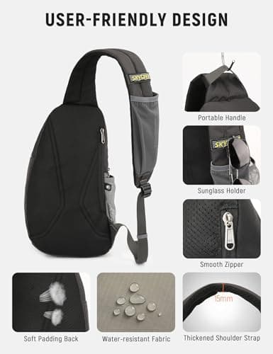 SKYSPER Sling Bag Anti-Theft RFID Crossbody Bag Travel Cross Body Backpack Shoulder Hiking Sling Daypack(Lightgray) — view 4