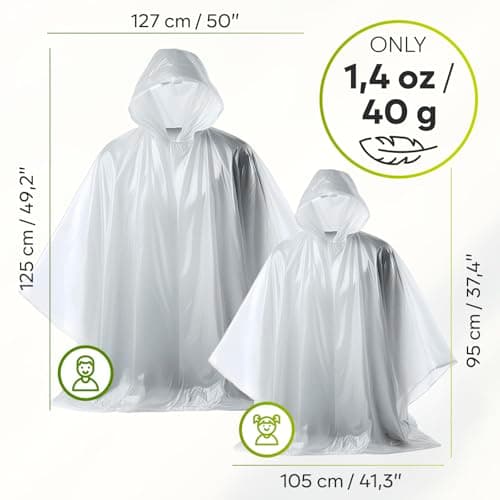 ZENO Disposable Rain Poncho Waterproof Family Pack - Rain Coat with Hood, Pack of 4 - For Adults & Kids, Women, Men, Girls & Boys - Travel Poncho for Hiking, Camping — view 6