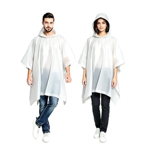 JXJIUA 2 Pack Rain Ponchos for Adults Men/Women Raincoats Reusable Lightweight Survival Emergency Heavy Duty Rain Coat with Drawstring Hood White
