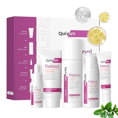 Quiyum Retinol Skincare Set, 5Pcs Anti Aging Face Routine Kit
