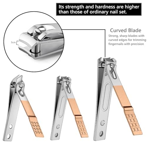 AYBUY Manicure Set, 12pcs Nail Clippers Pedicure Kit, Portable Nail Trimming set,Stainless Steel Grooming Tools with Fine Leather Case for Men Women Friends and Parents(Rose Gold) — view 5