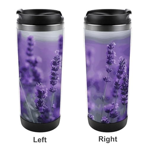 FekiLoot Purple Lavender Water Cup Stainless Steel Bottle Tumbler Exquisitely Sleek Premium Metal Cup Ingeniously Sealed Robust Travel Mug For Outdoor Camping Gym Office Daily Use — view 4