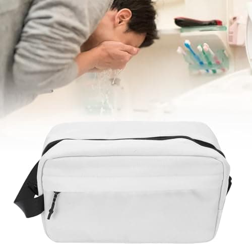 Xiuganpo Men Travel Toiletry Bag Water Nylon Hanging Toiletry Organizer with Mesh Pockets for Business Trip, Shaving Kit Portable Dopp Kit for Essentials Accessories (White) — view 3