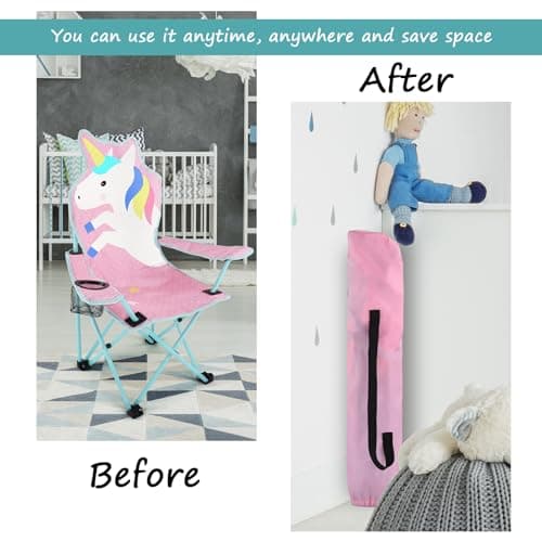 Meng Jiaran Kids Unicorn Folding Camping Chair Oxford Cloth with Cup Holder — view 6