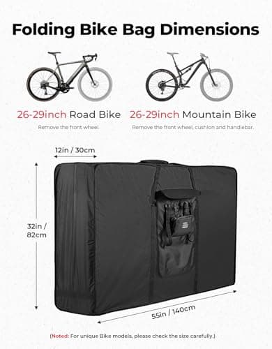 KEMIMOTO Folding Bike Bag for Bicycles, 26-29 In, Heavy Duty 900D Bike Travel Bag/Box, Folds into Handlebar Bag, for Transportation and Air Travel, Waterproof, Bicycle Outdoor Storage Bag — view 2