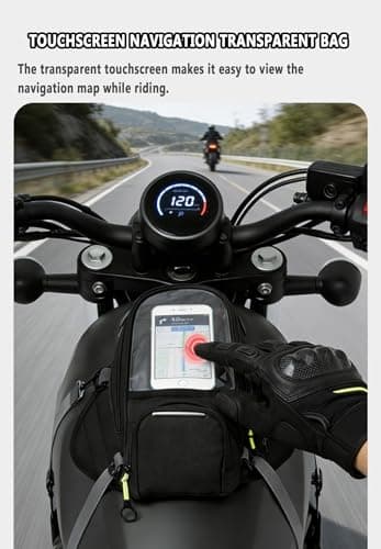 YSNFDN Motorcycle Tank Bag for Honda CBR 1100 XX CBR 1100XX, Waterproof Magnetic & Strap-On Motorcycle Fuel Tank Bag with Multi-Compartment Storage for Touring & Commuting,A — view 3