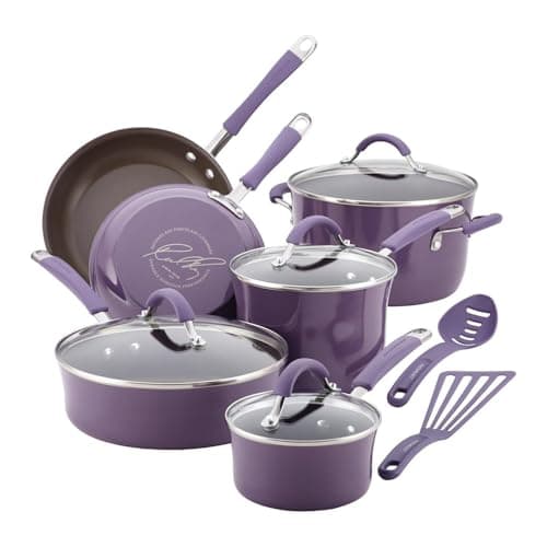 HJZSZX Nonstick Cookware Pots and Pans Set 12 Piece Lavender Purple,Lavender Purple,12 pc