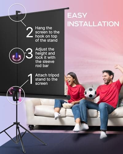 PropVue Projector Screen with Stand 84 inch - 16:9 HD Premium Wrinkle-Free Tripod Screen for Projector with Carry Bag and Tight Straps — view 6