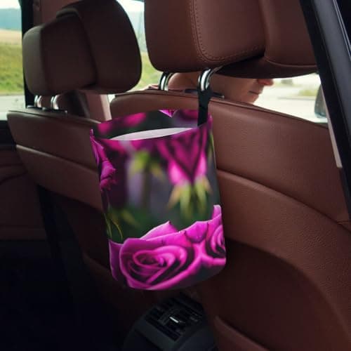 MDATT Purple Roses Car Trash Can Leak-Proof Organizer For Long Road Trips And Family Vacations — view 5