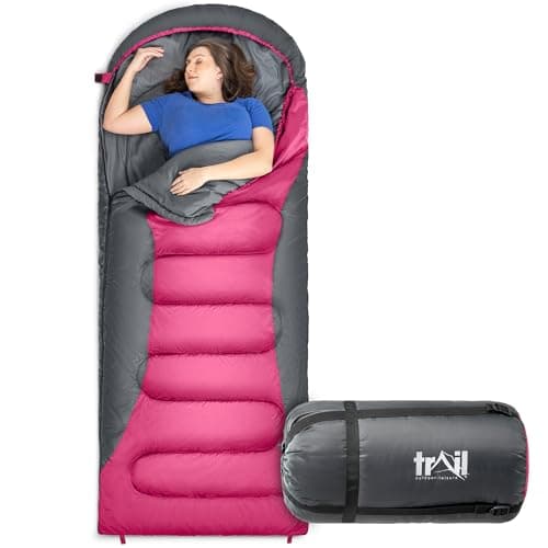 Trail Alpine 400 XL Sleeping Bag with Hood, 230cm x 100cm, Pink
