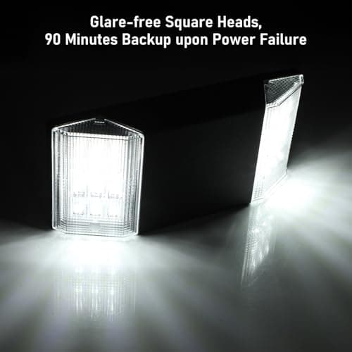 TORCHSTAR LED Emergency Lighting, Commercial Emergency Lights with Battery Backup, UL Listed, Two Square Heads, AC 120/277V, Hardwired Exit Light Fixtures for Business, Black, Pack of 6 — view 4