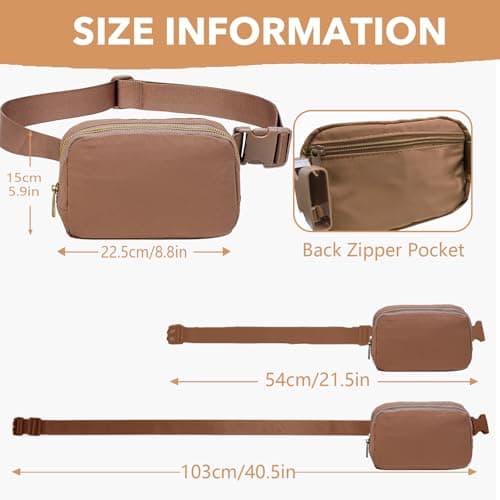 JENCVNL Belt Bag for Women Men, Fashion Bumbags for Ladies Small Crossbody Bags Fanny Pack Lightweight Waist Pack with Adjustable Strap for Running Hiking Workout Traveling (Brown) — view 3