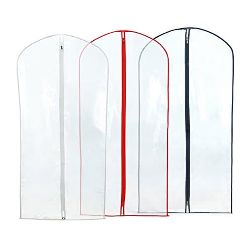HANGERWORLD 100 cm (40") Suit/Garment Clothes Cover Bags, Pack of 6, Clear with Mixed Trim Colours — view 2