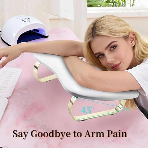 CENBEII U Shaped Nail Arm Rest, 2 Golden Curved Stands, Exquisite Gift Box — view 5