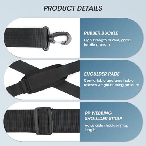 62 Inch Replacement Shoulder Strap with Pad, Adjustable Crossbody Bag Belt — view 4