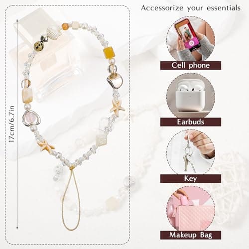 Tucnoeu Beaded Camera Wrist Strap,Beaded Phone Charms Strap,Cute Digital Camera Charm Lanyard,Phone Keychain Decoration for Wallet Phones Case Accessories — view 2