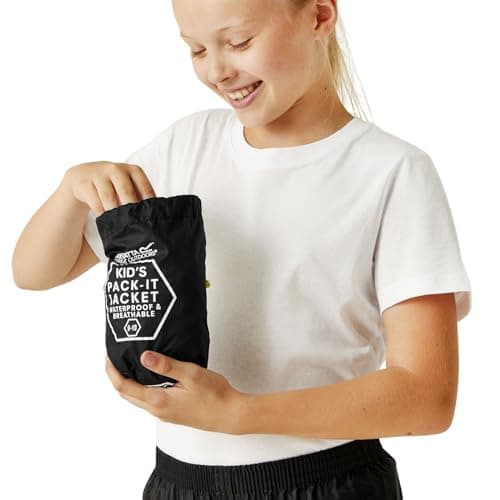 Regatta Kids Pack it III Waterproof Jacket - Black - 11-12 Yrs — view 6