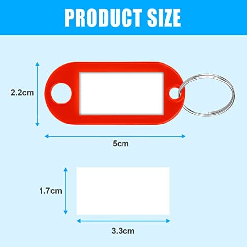 Vicloon 10 Pack Key Tags with Labels, Key Tags with Split Ring, Sturdy & Durable Plastic Key Fobs Easy to Read, Key Fobs Labels ID Keyring Tags for Luggage Pet Name Tags, 10 Colors — view 2