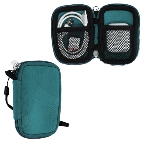 kwmobile Neopren Earphone Case for Earbuds - Small Hearing Aid case with inner mesh pouch - Zipper Storage Bag Pouch for Headphones Earbuds - Petrol