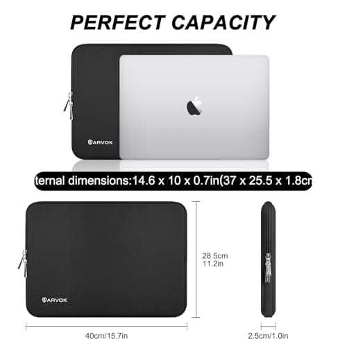 ARVOK 15 15.6 16 inch Laptop Sleeve Case,Waterproof MacBook Notebook Cover for MacBook Air Pro 15 16 inch, Computer Carrying Bag for HP ThinkPad Dell Lenovo Asus Acer MSI, Black — view 5