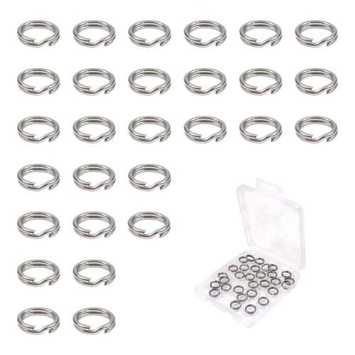 TOAOB 30pcs Flat Split Jump Rings 6mm Small Keyring Loops Stainless Steel Key Chain Rings for Fishing Hooks Keys Connector Craft Making