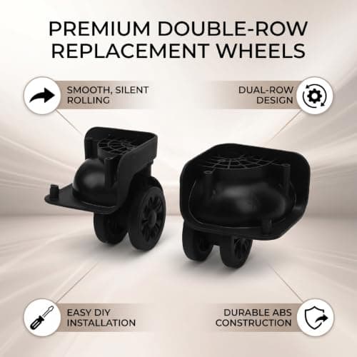Alomejor Suitcase Replacement Caster Wheels, Dual Roller ABS Set — view 4