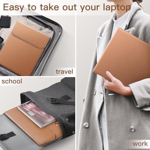 JETech Slim Laptop Sleeve for 13-Inch Devices, Brown — view 6