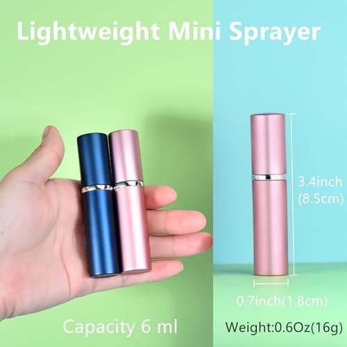 Yikimyfo 5 Pcs Mini Refillable Perfume Bottle Travel, 6ml/0.2oz Portable Travel Perfume Atomizer Cologne Sprayer Empty Perfume Spray Bottle for Traveling and Outgoing — view 3
