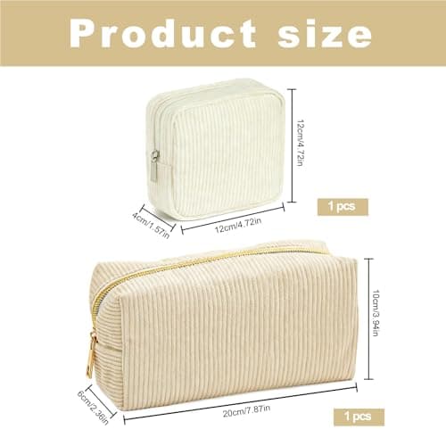 2PCS Small Makeup Bag, Travel Toiletry Bag, Beige — view 2