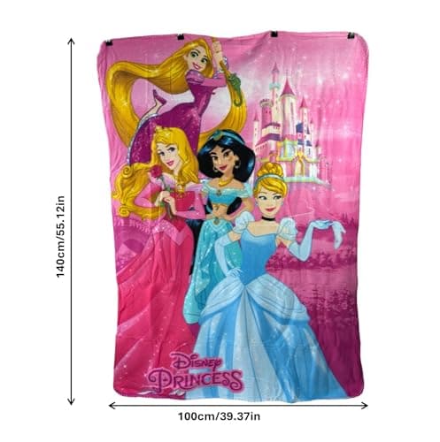 TDL Princess Fleece Blanket for Kids – Super Soft Cuddly Throw Fleece 100x140cm – Pink Princesses Bedding Gift for Girls Bedroom Sofa Bed - Childrens Blankets Character Themed — view 2