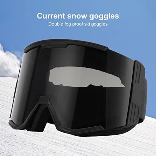 HERCHR Outdoor Ski Goggles, Double Layer Anti Fog Large Field Cylindrical Snow Goggles Windproof Climbing Glasses for Adult Snow Sports(Black-Gray) — view 3