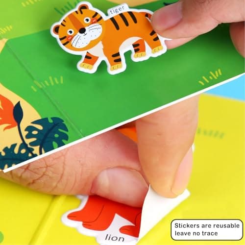 Acuiwer Reusable Sticker Books 4 Pack, Animals Insects Sticker Book with 3D Puffly Waterproof Reusable Stickers Books for Kids 3+ Kids Travel Activity Packs — view 6