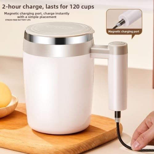 Auto Stir Cup 400ml for Protein Shakes and Coffee(Elegant White) — view 2