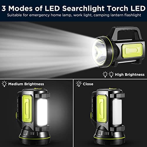 ALLOMN Torch LED Super Bright, Portable Rechargeable Hand Torch High Powered Beam Flashlight Super Bright LED Flashlight Searchlight Waterproof Camping Light Lightweight Camping Lantern — view 5
