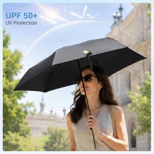 Jexine 6 Pack Mini Travel Umbrella Portable Compact Umbrellas Windproof Compact Manual Open Close Umbrella UV Protection Small Folding Design Fit in Pocket or Purse Lightweight Portable for Women Men — view 4